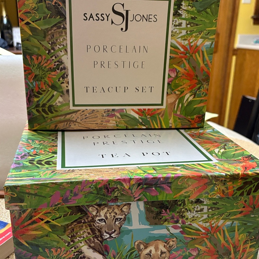 Sassy Jones Porcelain Prestige Teacup and Teapot Set-Congo